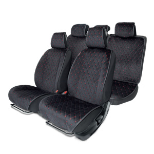 Накидки на сиденья автомобиля "Autoprofi" (на весь салон), алькантара ALC-1110 BK/RD