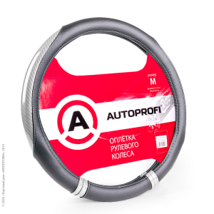 Оплётка руля AUTOPROFI AP-1412 BK/SILVER (M)