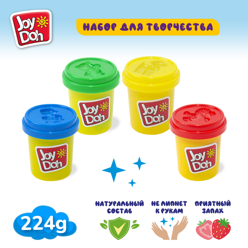 Масса для лепки Joy-Doh, набор из 4 баночек 56г POT-04/056