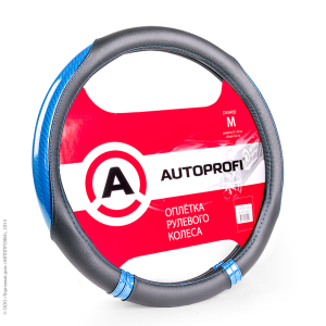 Оплётка руля AUTOPROFI AP-1412 BK/BL (M)