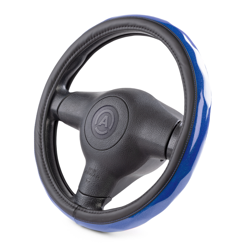 Оплётка руля AUTOPROFI из экокожи AP-1933 BK/BL (M)