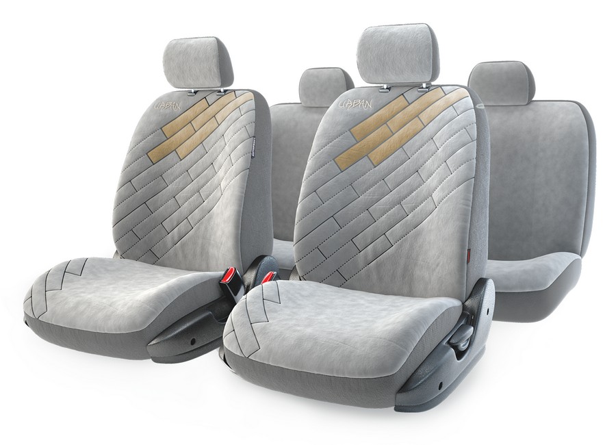 Серые чехлы из алькантары